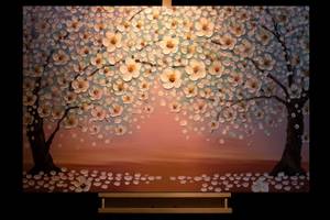 Tableau peint Sweet Summer Evening Orange - Blanc - Bois massif - Textile - 120 x 80 x 4 cm