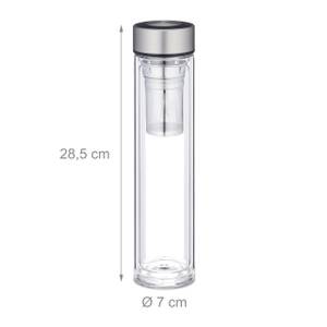 500 ml Teeflasche für unterwegs Grau - Silber - Glas - Metall - Textil - 7 x 29 x 7 cm