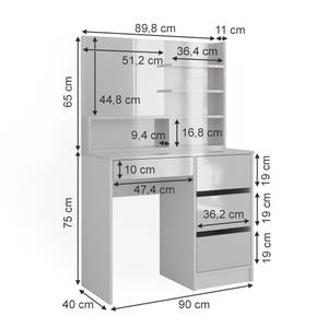 Schminktisch Sherry 41295 Weiß - 90 x 40 cm