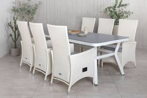 Gartenmöbel-Set Virya (7-teilig) Weiß - Rattan - 100 x 74 x 200 cm