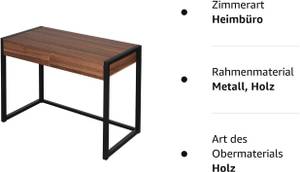 Schreibtisch Dominik Schwarz - Braun - Holzwerkstoff - Metall - 100 x 76 x 50 cm
