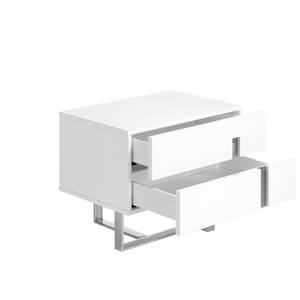 Table de chevet en bois blanc et acier Blanc - Bois manufacturé - Métal - 60 x 45 x 42 cm