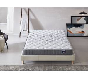 Bett+Taschenfederkernmatratze 140x190cm Weiß - Naturfaser - 140 x 48 x 190 cm