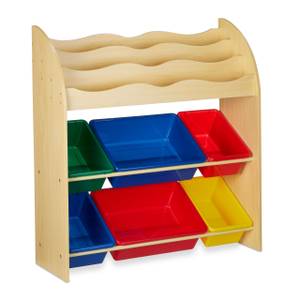 Kinderregal mit Aufbewahrungsboxen Blau - Braun - Rot - Holzwerkstoff - Metall - Kunststoff - 83 x 89 x 32 cm