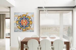 Acrylbild handgemalt Mandala Love Massivholz - Textil - 80 x 80 x 4 cm