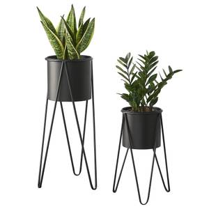 Set de 2 Supports de Plantes Hedera Noir - Métal - 32 x 71 x 32 cm