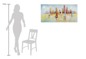 Acrylbild handgemalt Skyline Sailing Massivholz - Textil - 120 x 60 x 4 cm