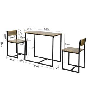 Table à Manger + 2 x Chaises OGT36-N Marron - Bois manufacturé - 89 x 75 x 45 cm