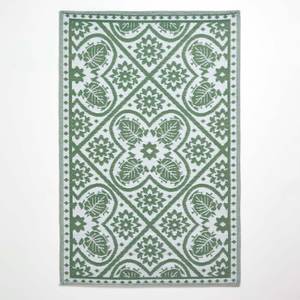 Outdoor-Teppich mit floralem Blattmuster Grün - Kunststoff - 122 x 1 x 182 cm