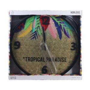 Wanduhr "Tropical Paradise Exotique" 30 Holz teilmassiv - 30 x 59 x 3 cm