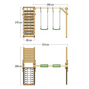 JollyJungle - Schaukel Grün - Massivholz - 313 x 215 x 260 cm
