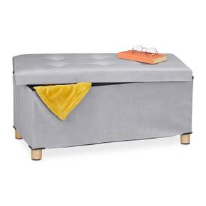 Banquette de rangement en velours Gris - Marron clair