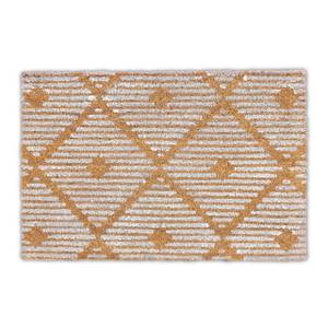 Paillasson coco avec motif géométrique Marron - Blanc - Fibres naturelles - Matière plastique - 60 x 2 x 40 cm