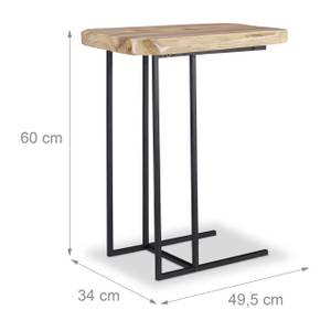 Table d’appoint rustique bois de cèdre Noir - Marron - Bois manufacturé - Métal - 34 x 60 x 50 cm