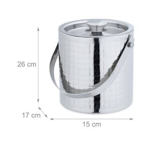 Gehämmerter Eiswürfelbehälter mit Deckel Silber - Metall - 17 x 26 x 15 cm