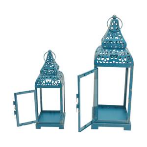 Lanternes en métal Ortensia (lot de 2) Bleu - Métal - 15 x 39 x 15 cm