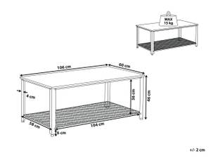 Couchtisch ASTON Schwarz - Braun - Holzwerkstoff - 106 x 46 x 60 cm