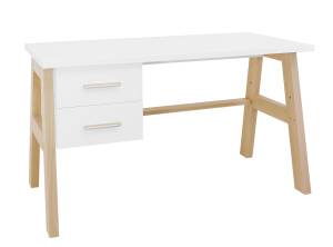 bureau Lisa Blanc - Bois massif - Bois/Imitation - 139 x 76 x 62 cm