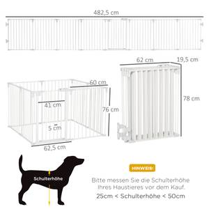 Hunde Absperrgitter D06-128V01WT Weiß - Metall - 2 x 76 x 483 cm