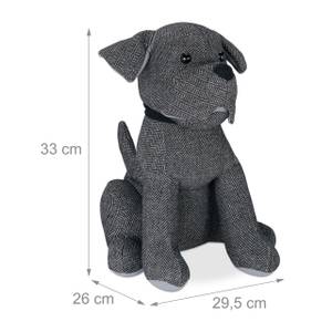 Stoff Türstopper Hund Schwarz - Grau - Naturfaser - Textil - 17 x 28 x 19 cm