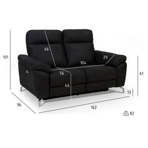 2-Sitzer Relaxsofa Selesta Schwarz - Metall - Textil - 96 x 101 x 162 cm