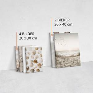 Leinwandbilder Set Sand Pflanzen Zitat Beige - Braun - Grau - Textil - 90 x 80 x 80 cm