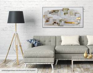 Tableau peint à la main Endlessness Marron - Blanc - Bois massif - Textile - 120 x 60 x 4 cm