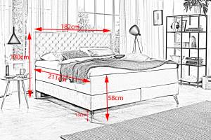 Lit boxspring SINDAR Bleu - Argenté - Largeur : 182 cm - Argenté