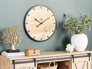 Horloge murale CABORCA Noir - Marron - Bois massif - 60 x 60 x 4 cm