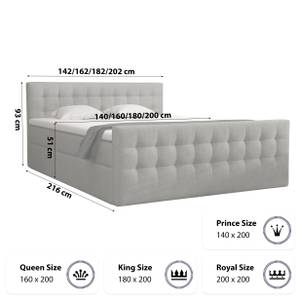 Boxspringbett Pumikas Lux Dunkelgrau - Breite: 200 cm