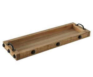Tablett Holz Holztablett industrie look Braun - Holz teilmassiv - 13 x 4 x 50 cm