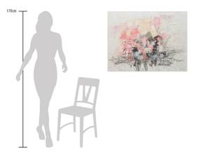 Tableau peint à la main New Cognition Rose foncé - Blanc - Bois massif - Textile - 104 x 78 x 4 cm