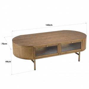 Table basse en peuplier Marron - En partie en bois massif - 70 x 44 x 140 cm