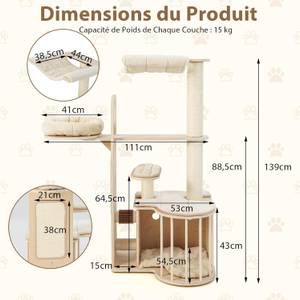 Arbres à chat BH32294NQFR Beige - Bois manufacturé - 60 x 138 x 111 cm