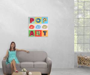 Leinwandbild Pop Art + Autos Textil - 60 x 60 x 3 cm