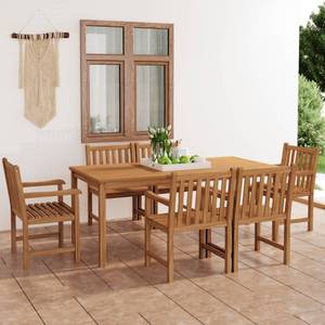 Garten-Essgruppe (7-teilig) 3059944 Braun - Massivholz - Holzart/Dekor - 90 x 77 x 180 cm