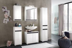 Armoire de toilette Sol Blanc - En partie en bois massif - 35 x 73 x 23 cm