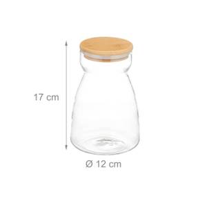 Lot de 3 bocaux ronds en verre 1100 ml Marron - Bambou - Verre - Matière plastique - 12 x 17 x 12 cm