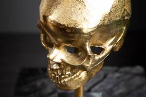 Skulptur SKULL Gold - Grau - Metall - Stein - 12 x 35 x 17 cm