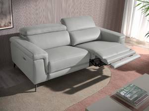 2-Sitzer-Sofa, bezogen mit grauem Leder Grau - Echtleder - Textil - 170 x 99 x 103 cm