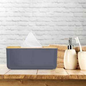 Taschentuchbox Bambusdeckel Braun - Grau - Bambus - Kunststoff - 23 x 10 x 13 cm