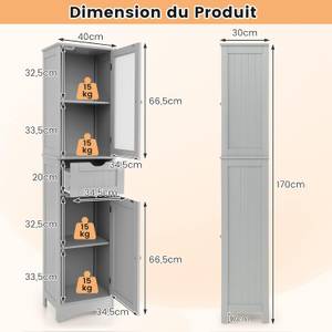 COSTWAY Meuble de Rangement Salle de Bain, Meuble Colonne sur Pied