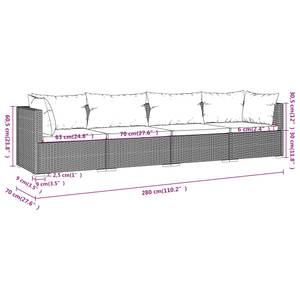 Garten-Lounge-Set (4-teilig) 3013629-8 Braun - Cremeweiß - Weiß