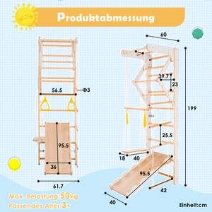 6-1 Multifunktions Kletterspielzeug Set Braun - Holzwerkstoff - Metall - Kunststoff - Massivholz - Textil - Holzart/Dekor - 60 x 199 x 62 cm