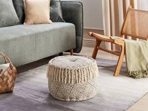 Pouf SONATI Beige - Noir - Fibres naturelles - 50 x 30 x 50 cm