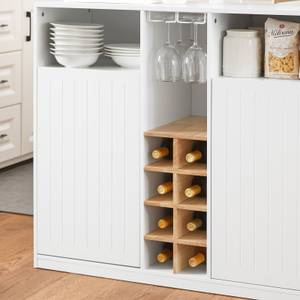 îlot central de cuisine KNL07-WN Blanc - Bois manufacturé - Bois massif - Bois/Imitation - 105 x 105 x 60 cm