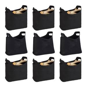 9 x Kaminholztasche aus Filz schwarz Schwarz