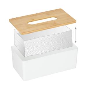 Boîte à mouchoirs couvercle bambou Marron - Blanc - Bambou - Matière plastique - 26 x 10 x 14 cm