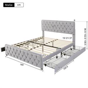 Polsterbett SHAO AGD34 Hellgrau