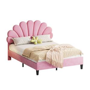 Polsterbett Aether Ⅵ Pink - Holzwerkstoff - Metall - Massivholz - Textil - 150 x 111 x 206 cm